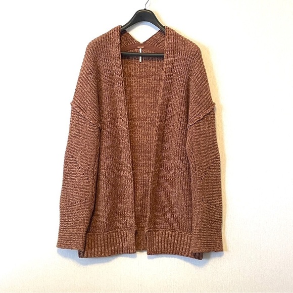 Free People Brown Combo Long Sleeve Open Cardigan - Picture 3 of 13
